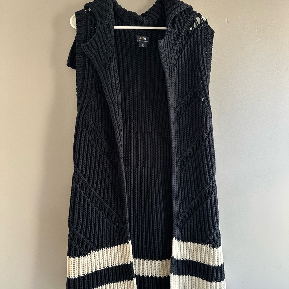 White House Black Market Black and White Knit Cardigan MAEVE By ANTROPOLOGIE
